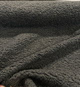 Italian Faux Sheepskin Polyester Fabric - Charcoal Gray, Heavy Upholstery, 60" Width (1 Yard)