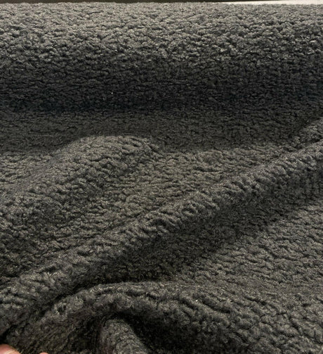Italian Faux Sheepskin Polyester Fabric - Charcoal Gray, Heavy Upholstery, 60" Width (1 Yard)