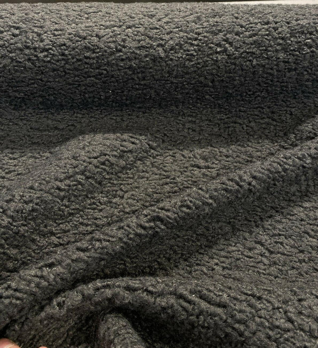 Italian Faux Sheepskin Polyester Fabric - Charcoal Gray, Heavy Upholstery, 60" Width (1 Yard)