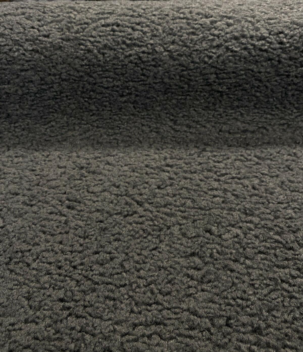 Italian Faux Sheepskin Polyester Fabric - Charcoal Gray, Heavy Upholstery, 60" Width (1 Yard)