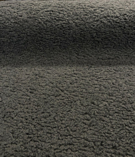 Italian Faux Sheepskin Polyester Fabric - Charcoal Gray, Heavy Upholstery, 60" Width (1 Yard)