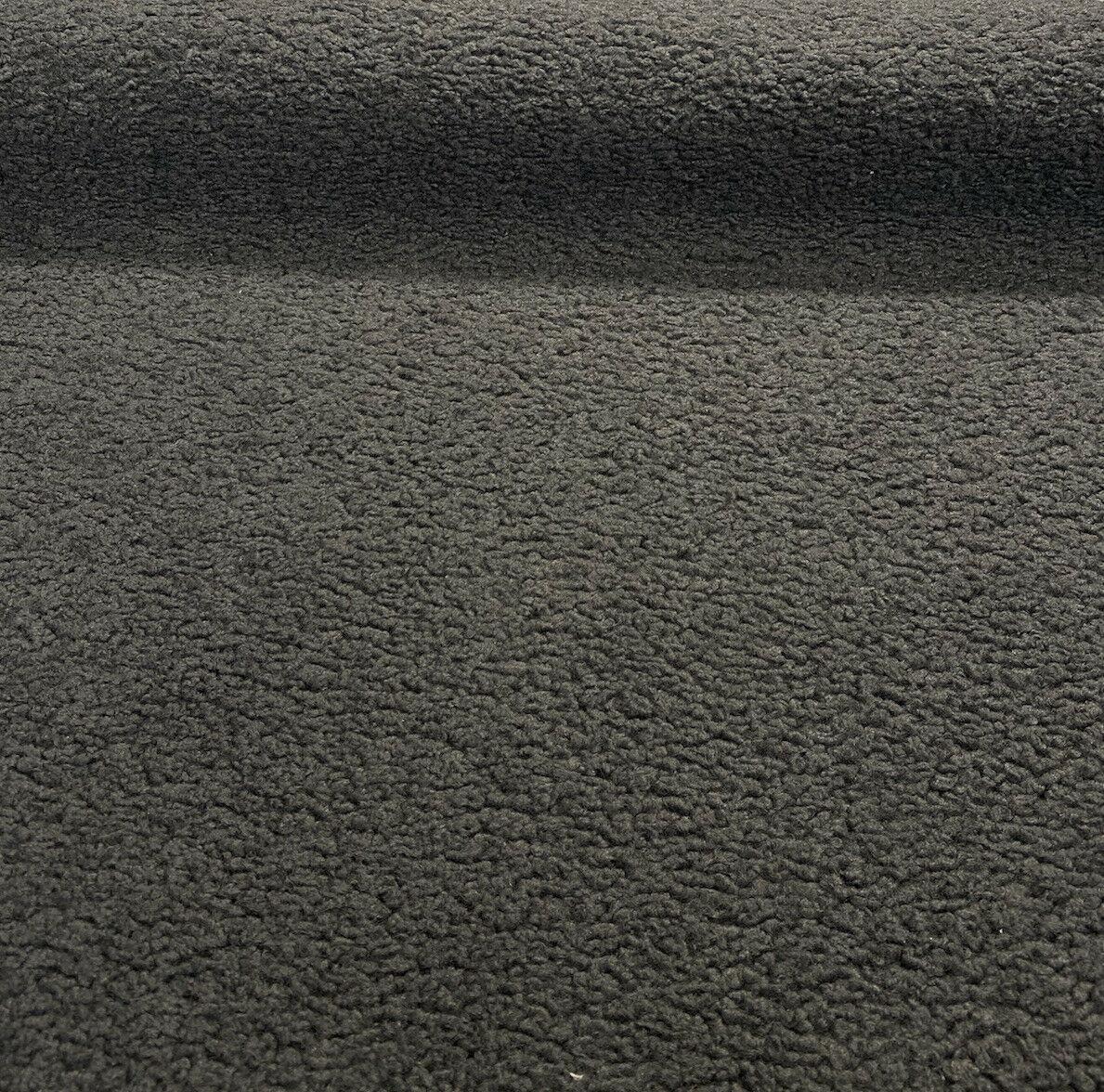 Italian Faux Sheepskin Polyester Fabric - Charcoal Gray, Heavy Upholstery, 60" Width (1 Yard)