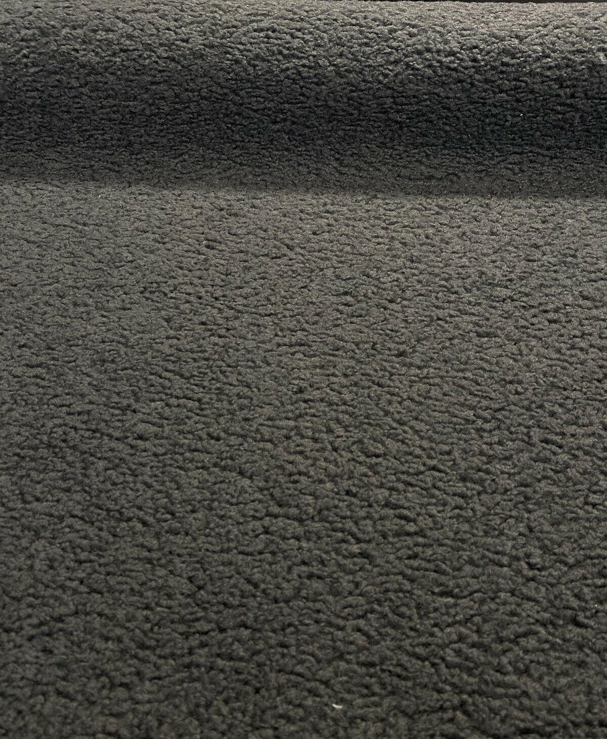 Italian Faux Sheepskin Polyester Fabric - Charcoal Gray, Heavy Upholstery, 60" Width (1 Yard)