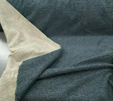 Italian Faux Sheepskin Fabric - Dark Blue Shadow, 60" Width (1 Yard)