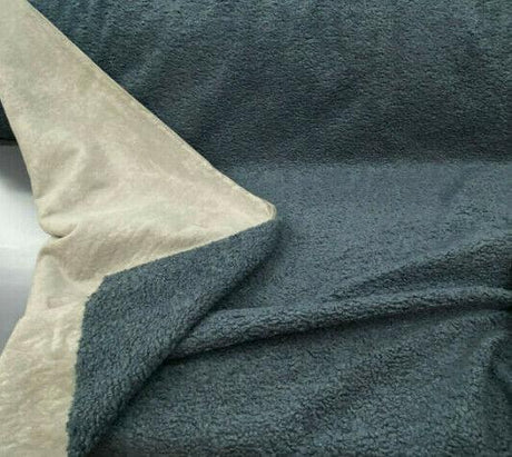 Italian Faux Sheepskin Fabric - Dark Blue Shadow, 60" Width (1 Yard)