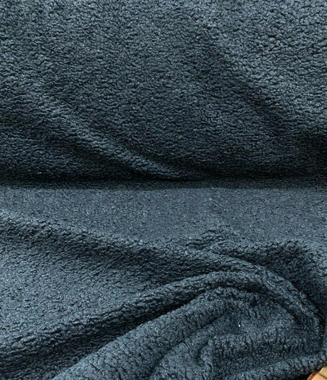 Italian Faux Sheepskin Fabric - Dark Blue Shadow, 60" Width (1 Yard)