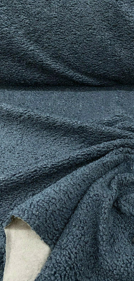Italian Faux Sheepskin Fabric - Dark Blue Shadow, 60" Width (1 Yard)