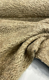 Italian Faux Sheepskin Upholstery Fabric - Toast Beige Natural, 60" Width (1 Yard)