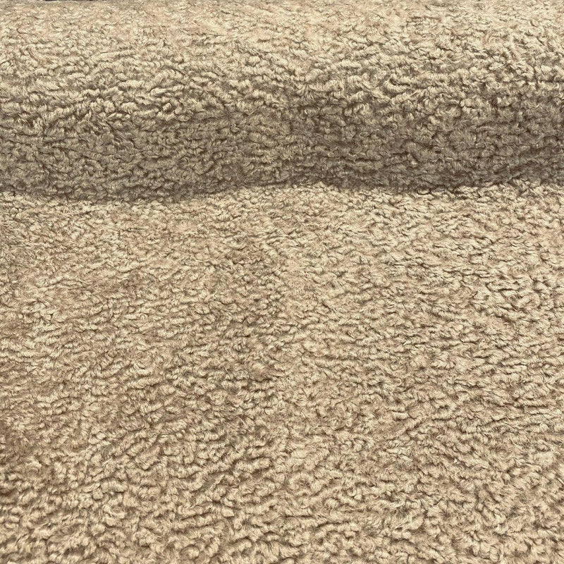 Italian Faux Sheepskin Upholstery Fabric - Toast Beige Natural, 60" Width (1 Yard)