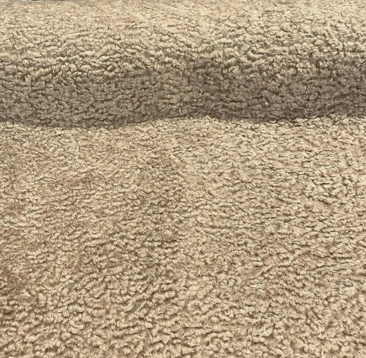 Italian Faux Sheepskin Upholstery Fabric - Toast Beige Natural, 60" Width (1 Yard)
