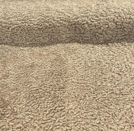 Italian Faux Sheepskin Upholstery Fabric - Toast Beige Natural, 60" Width (1 Yard)