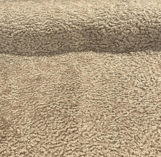 Italian Faux Sheepskin Upholstery Fabric - Toast Beige Natural, 60" Width (1 Yard)