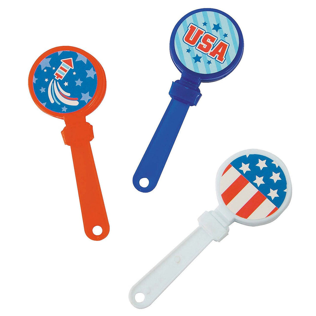 1 1/2" x 4" Bulk 48 Pc. Mini Patriotic USA Plastic Clappers