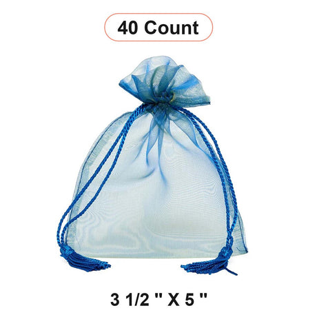 Jewel Tone Iridescent Sheer Tasseled Bags 3 1/2'' x 5'' for Favors