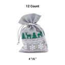Holiday Faux Linen Bags 4” x 6” for Treats & Gifts