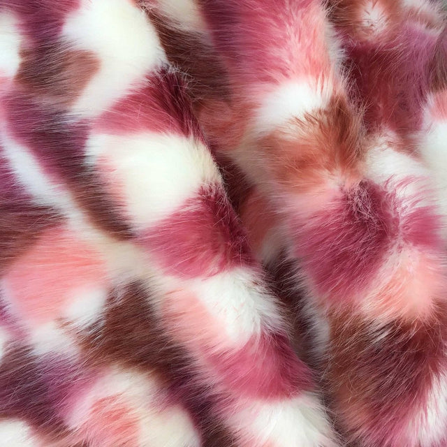 Violet Brown White Versicolor Faux Fur Fabric,