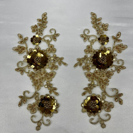 Beaded Floral Lace Applique