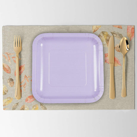 24 Count Lavender Square Paper Dessert Plates for Wedding Shower Birthday Party Use 7"