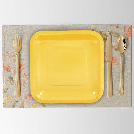 24 Count Yellow Square Paper Dessert Plates 7"