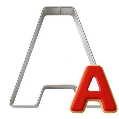 RADYAN Letter A Tin Cookie Cutter for Alphabet, Monogram, and Classroom Baking product image clearly showing the design.