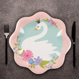 8 Ct. Sweet Swan Party Paper Dinner Plates 10.5" Disposable Elegant Birthday Plates