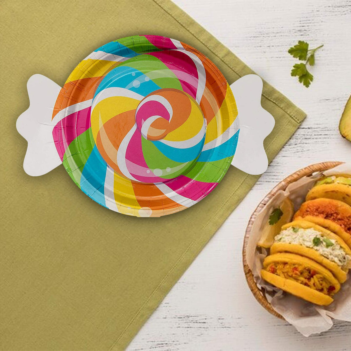 8 Count Candy World Wrapped Candy Shaped Paper Dessert Plates 7.5 Inch Disposable Tableware for Candy Party