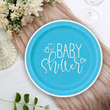 8 Count Blue Hearts Baby Shower Paper Dessert Plates 7 Inch Disposable Tableware for Boys Celebration