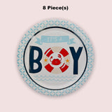 8 Count Nautical Baby Shower Paper Dessert Plates 7 3/8" Boy Baby Shower Tableware