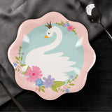 8 Ct. Sweet Swan Party Paper Dinner Plates 10.5" Disposable Elegant Birthday Plates