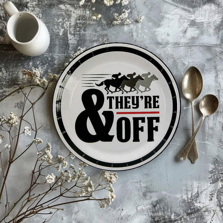 8 Count Derby Party “They’re Off” Racehorse Paper Dessert Plates 7 Inch