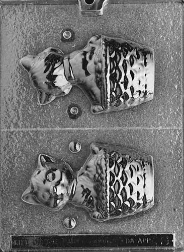 3D Cat in a Basket Chocolate Mold - LPA021