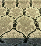 Lyra Linen Teflon Fabric - Black Gray Damask, 57" Width (1 Yard)