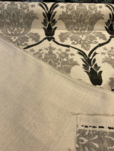 Lyra Linen Teflon Fabric - Black Gray Damask, 57" Width (1 Yard)