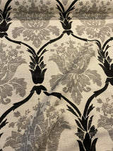 Lyra Linen Teflon Fabric - Black Gray Damask, 57" Width (1 Yard)