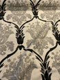 Lyra Linen Teflon Fabric - Black Gray Damask, 57" Width (1 Yard)