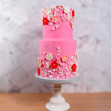 O'Creme Pink Royal Icing Drop Flower, Set of 16
