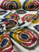 Bohemian Circles Rustic Kira Linen Fabric - Multi Color Bohemian Circles, 57" Width (1 Yard)