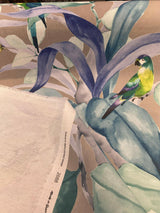 Green Birds Blue Floral Branches 100 Percent Cotton Fabric - Blue, Gray Floral Branches, 54" Width (1 Yard)
