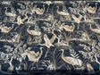 Nikita Egret Bird Cotton Fabric - White And Bronze Egret Birds On Black And Brown Tint Background, 54" Width, 27" Horizontal Repeat, 25" Vertical Repeat (1 Yard)