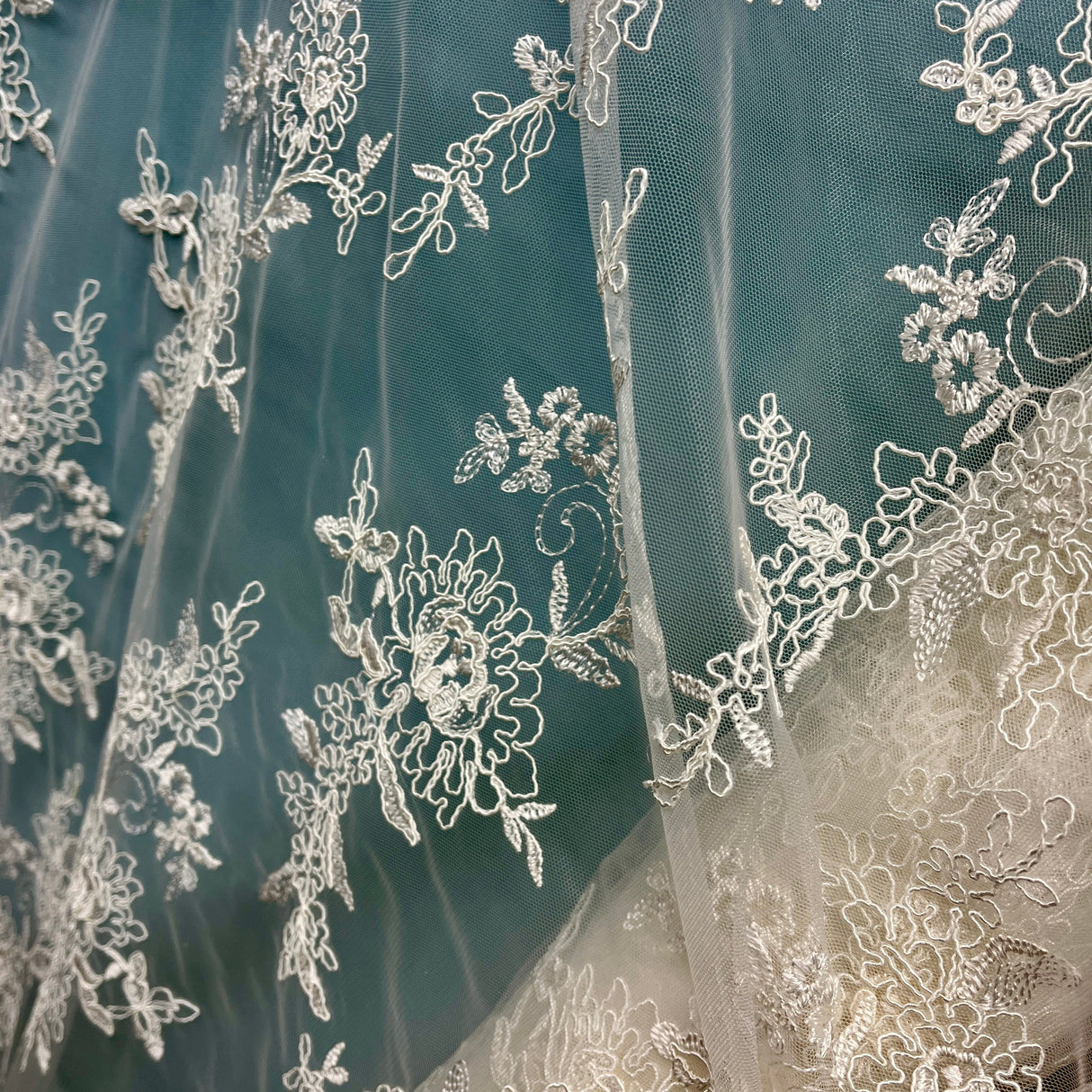 Embroidered Mesh Corded Bridal Lace