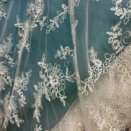 Embroidered Mesh Corded Bridal Lace
