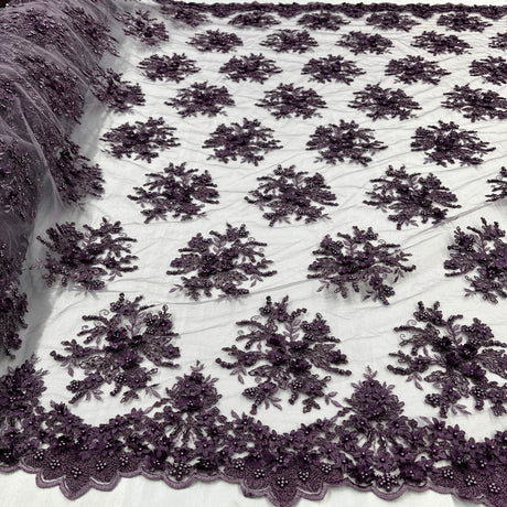 Beaded 3D Floral Lace Fabric 50" Wide