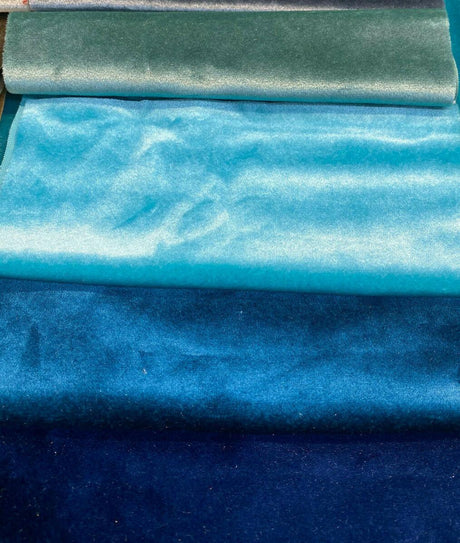 Exclusive Velveteen Spa Blue Polyester Fabric - Spa Blue Velveteen, 60" Width (1 Yard)