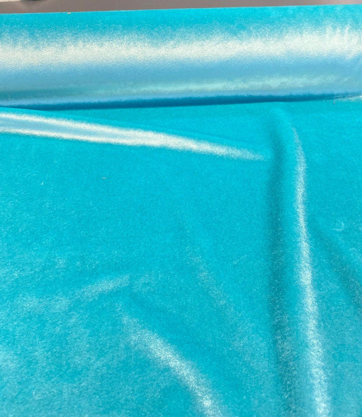 Exclusive Velveteen Spa Blue Polyester Fabric - Spa Blue Velveteen, 60" Width (1 Yard)