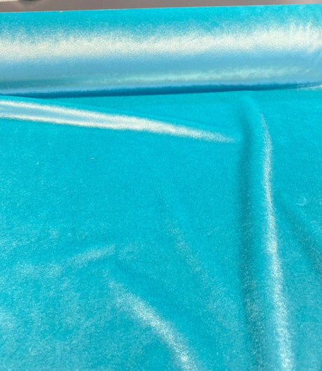 Exclusive Velveteen Spa Blue Polyester Fabric - Spa Blue Velveteen, 60" Width (1 Yard)