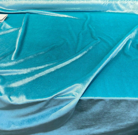 Exclusive Velveteen Spa Blue Polyester Fabric - Spa Blue Velveteen, 60" Width (1 Yard)