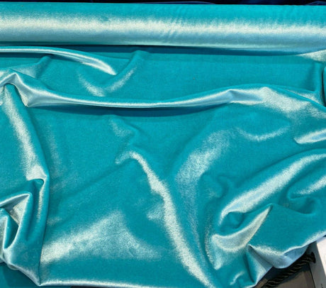 Exclusive Velveteen Spa Blue Polyester Fabric - Spa Blue Velveteen, 60" Width (1 Yard)