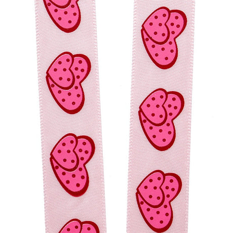 Narrow Dotted Hearts On Satin Ribbon 7/8 '' X 25 yd - 1 / ROLL