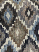 Conquest Chenille Upholstery Fabric - Brown/Blue Ikat, 56" Width (1 Yard)