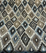 Conquest Chenille Upholstery Fabric - Brown/Blue Ikat, 56" Width (1 Yard)